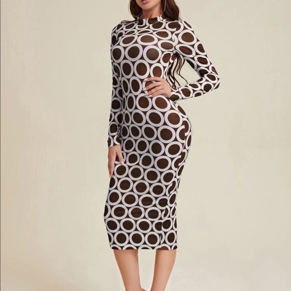 3/$25!!  NEW Mock Neck Long Sleeve MIDI Bodycon Dress Womens Medium/6